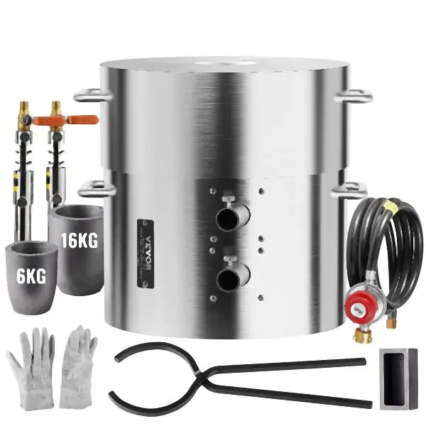 VEVOR Propane Melting Furnace Kit 16KG/35lbs Dual Burner Crucibles Tongs, BWRJLSHQSYMG2GMYGV0