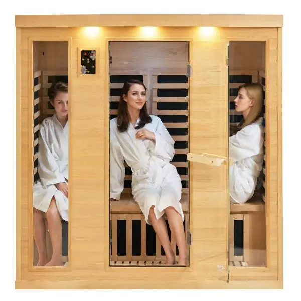VEVOR Reinforced Far Infrared Wooden Sauna Room Home Sauna Spa 3 to 4 Person 2580W, YHWMZSNF34RTYN73JV4