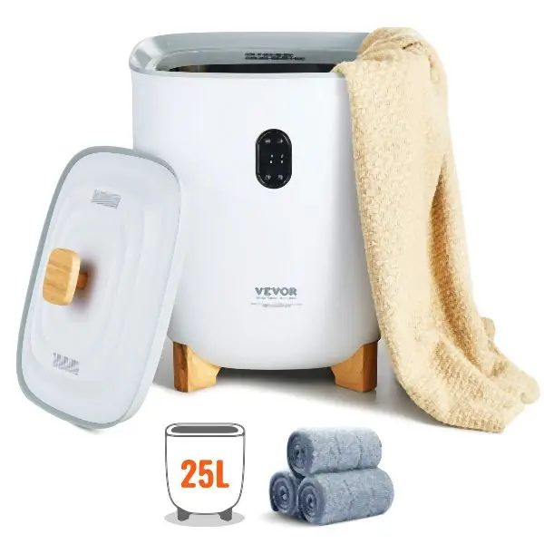 VEVOR Towel Warmer 25L, Towel Warmer Bucket 2 Heating Modes, 20/40/60/90 Min Auto Shut Off, Bottom Heating Columns, MJJRTB...