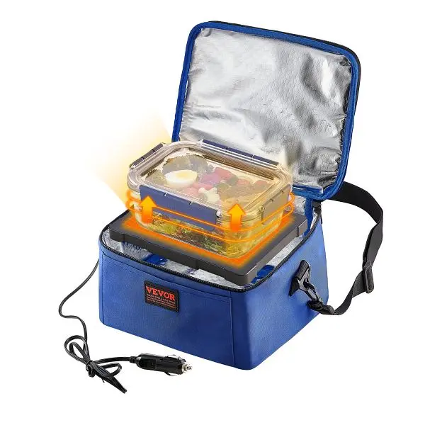 VEVOR Travel-friendly Oven, 12V Car Food Warmer, 2QT 55W Travel-friendly Mini Personal Microwave, Foil Containers Navy Blu...