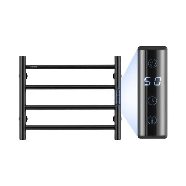VEVOR Trusted Towel Warmer Heated Towel Bar-Rack - Nopwer Bathroom Wall Mounted Electric Towel Drying Plug- Matte Black 4 ...