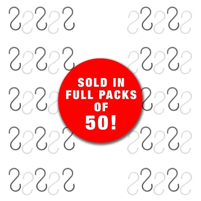Econoco Pipeline S-Hook, Quantity: 50 pieces, Gloss White, PLBBHK1WH