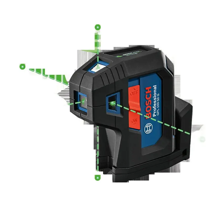 Bosch GPL100-50G Five-Point Alignment Laser Level, 125 ft, +/-1/8 at 30 ft Accuracy, 2-Beam, Sage Laser