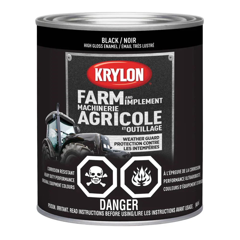 Farm and Implement Paint Brush on High Gloss Enamel Jet-black, 946 ml
