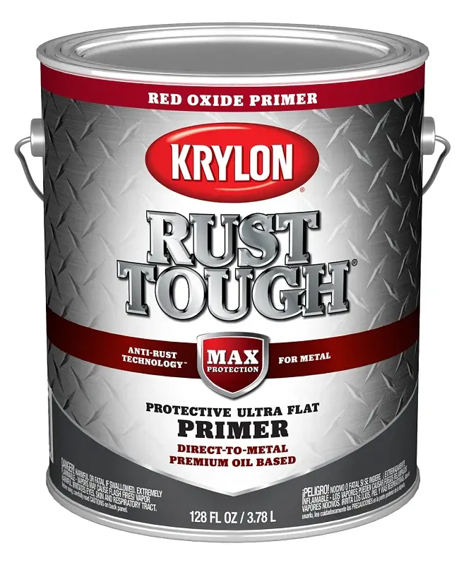 Krylon Rust Tough K09743008 Primer, Ultra Flat, Ruby Oxide/Rusty Metal, 1 gal