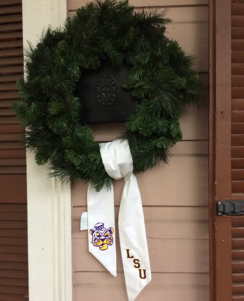 MONOGRAM LSU DOUBLE SAILCLOTH WREATH SASH