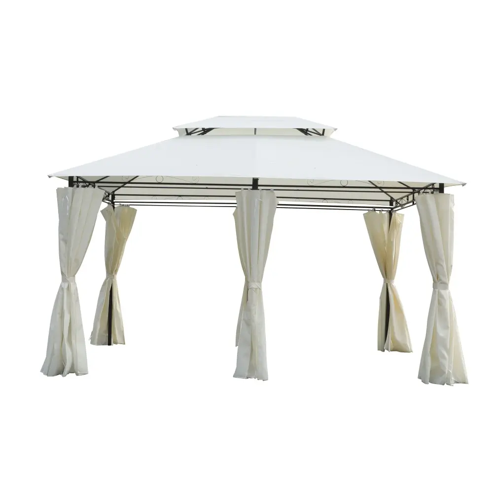 Outdoor Patio Gazebo Tent Ventilated Dual Roof And Sidewall