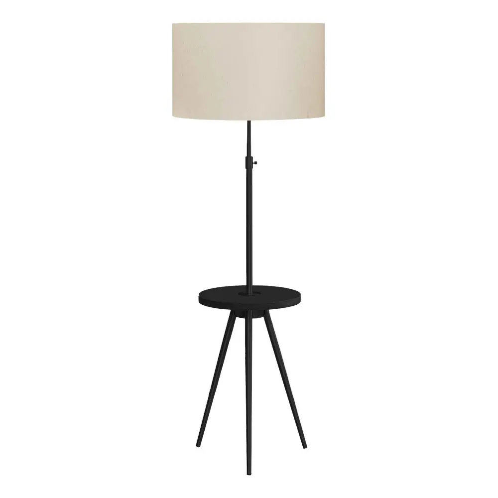 Floor Lamp Integrated Round Shelf, 55'' to 66'' ebony and Ivory)
