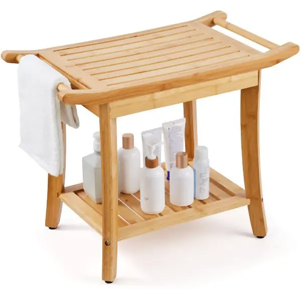 VEVOR Bamboo Shower Bench 24 x 13.8 x 18.9 Shower Stool Chair Bathroom, ZYSCWDCWDZZHGX0ZOV0
