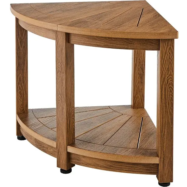 VEVOR Distinctive Corner Shower Bench, 18.5" Height 17.75" Radius, Faux Wood Grain Polystyrene, 350 LBS Storage ...