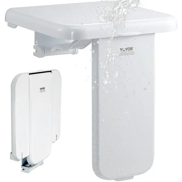 VEVOR Elite Folding ABS Shower Seat, 15.7'' x 16.7'' Unfolded, Wall Mounted Fold Up Shower Bench 440 l...