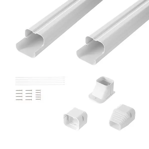 VEVOR Mini Split Line Set Cover 3-inch W 7.4Ft L, Air Conditioner 2 Straight Ducts & Full Components, Cream, BSKSQFTSK...