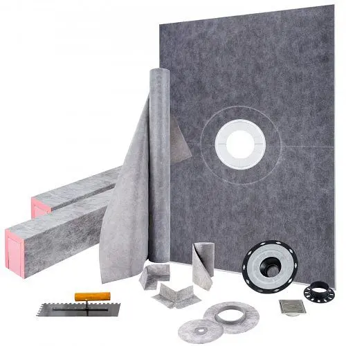 VEVOR Shower Curb Kit, 38" x 60" ABS Watertight Shower Curb Overlay, 4" ABS Offset Bonding Flange, LYDZT38X...