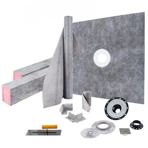 VEVOR Shower Curb Kit, 48" x 48" Watertight Shower Curb Overlay, 4" PVC Central Bonding Slip-On Flange, LYD...