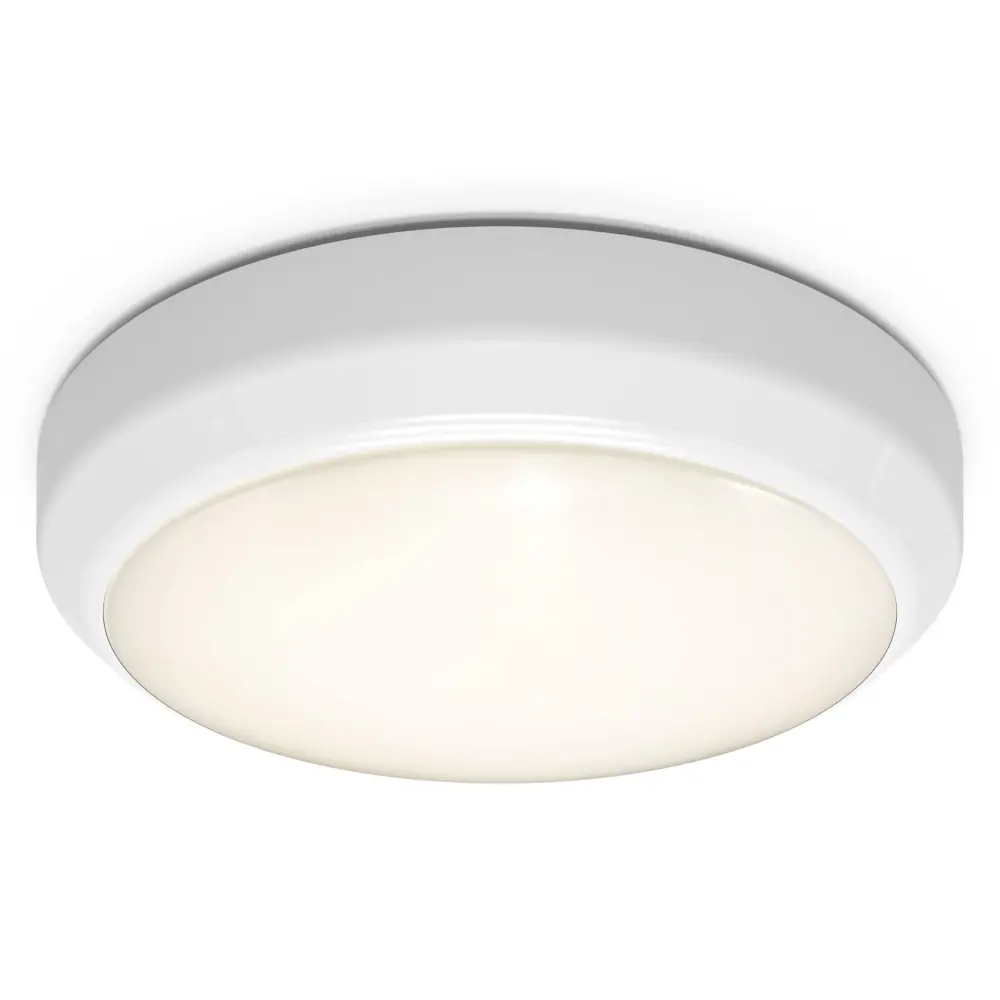 4lite Indoor Or Outdoor Round IP65 Wall/Celling LED Light 13w 1080lm White Bezel Switchable Warm White Cool Alabaster