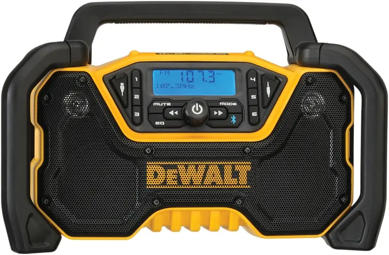 DEWALT DCR028B Jobsite Radio, Tool Only, Bluetooth-enabled, 10.6 hr Battery Life, 1000 ft Connectivity Range