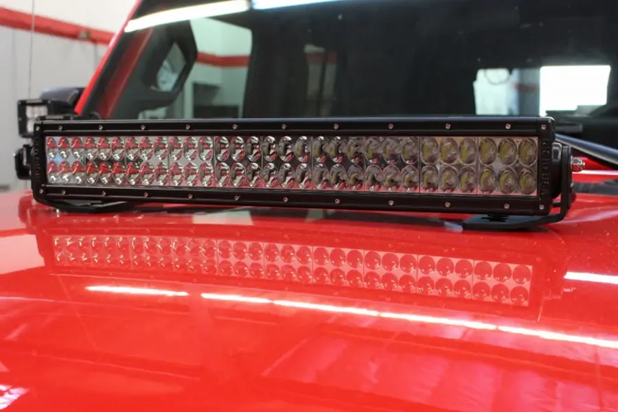 Jeep Wrangler JL & Gladiator JT Go Rhino 20in Dual Row LED Light Bar Center Hood Mount