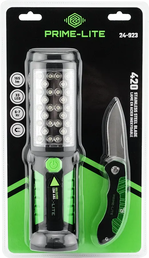 Primeline Tools 2 Piece Worklight Pocket Knife Adjust