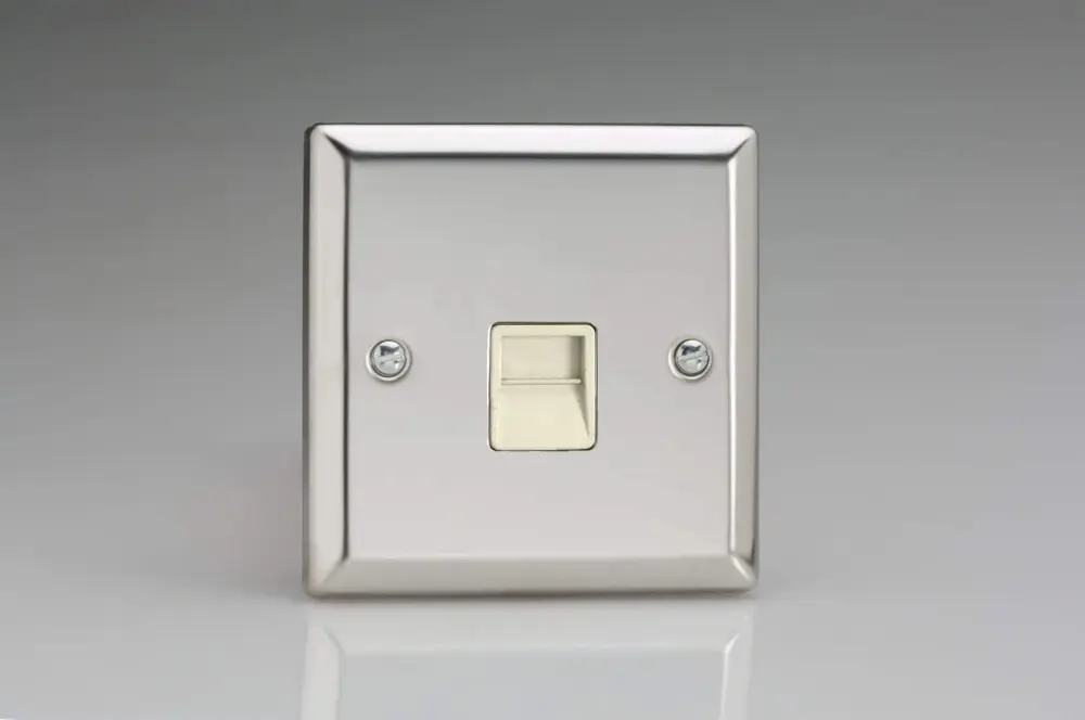 Varilight 1-Gang Telephone Slave (Extension) Plug Socket Mirror Chromium XCTSW Remote Control
