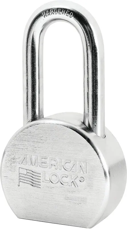American Lock A701KA#27244 Padlock, Keyed Alike Key, 7/16 Dia Shackle, 2 H Shackle, Hardened Body, Chrome