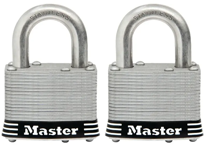Master Lock 5SSTHC Keyed Padlock Set, Keyed Alike Key, 3/8 Dia Shackle, 1 H Shackle, Stainless Metal Shackle