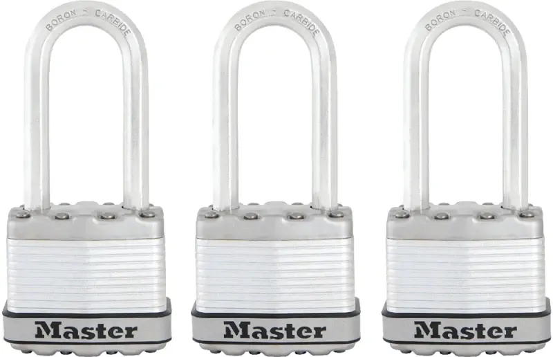 Master Lock Magnum Series M1XTRILH Padlock, Keyed Alike Key, 5/16 Dia Shackle, 2 H Shackle, Stain-free Steel Body