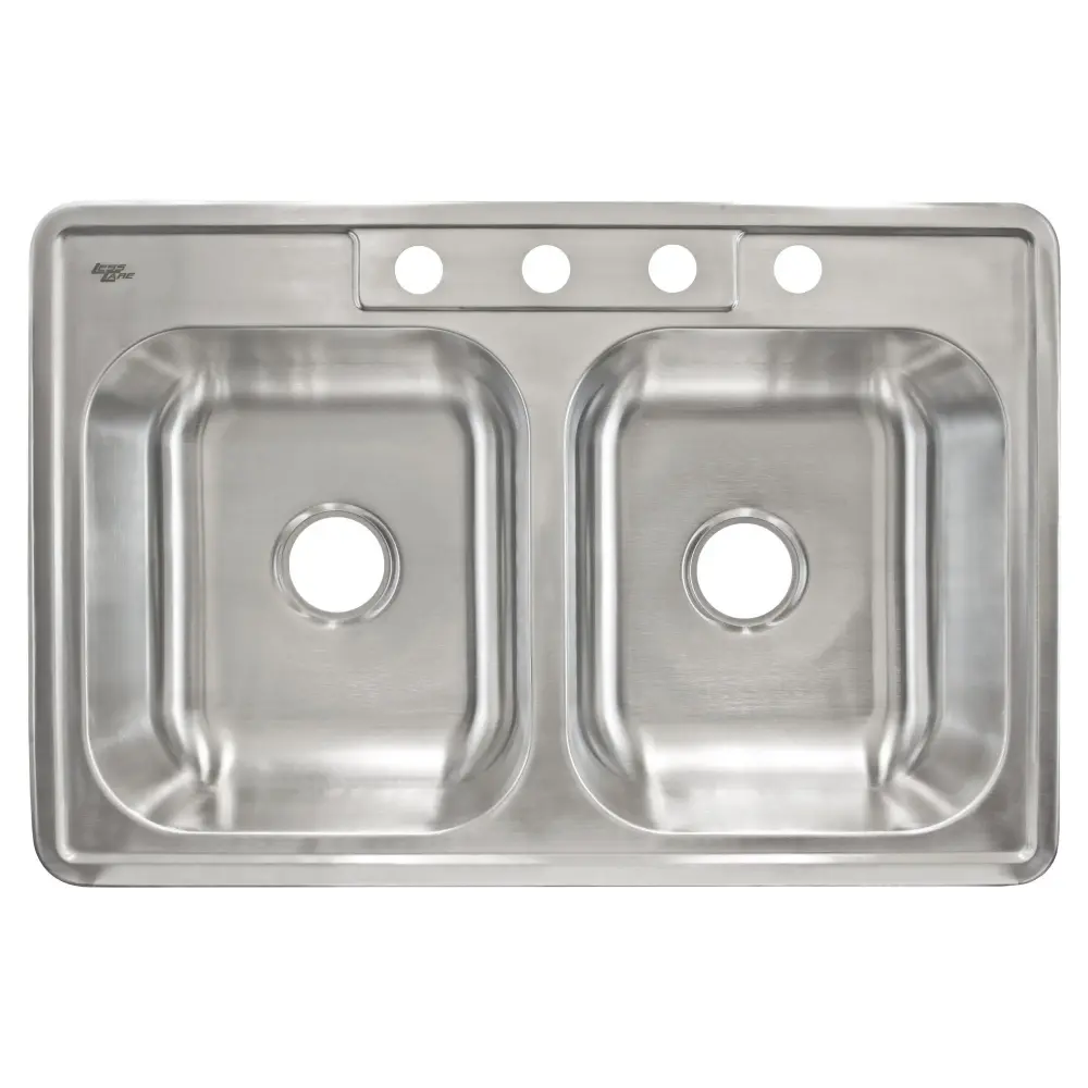 33 . Drop- 50/50 Twofold Bowl 20 Gauge Stainless Steel Kitchen Sink LTD64