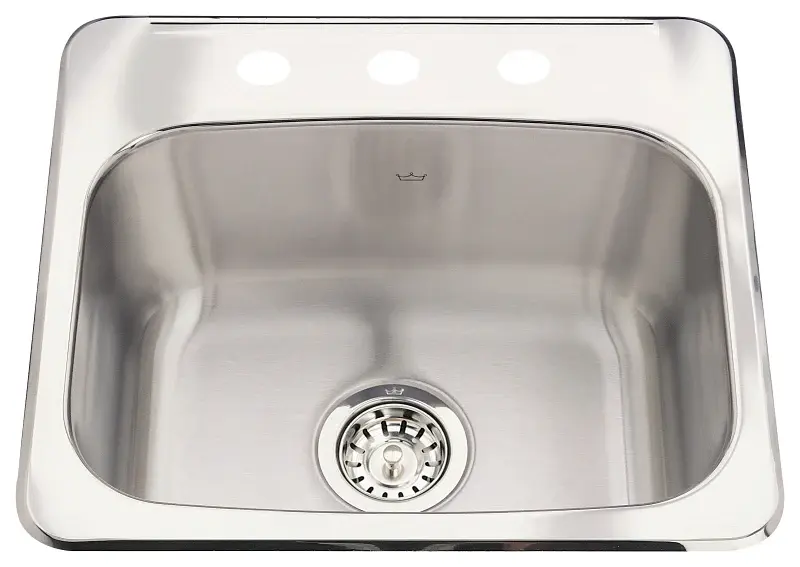 Kindred Reinforced Queen Series QSL1719-8-3N Bar/Prep Sink, 20 ga, 3-Deck Hole, 19-1/8 OAW, 17 OAH, Top, 1-Bowl