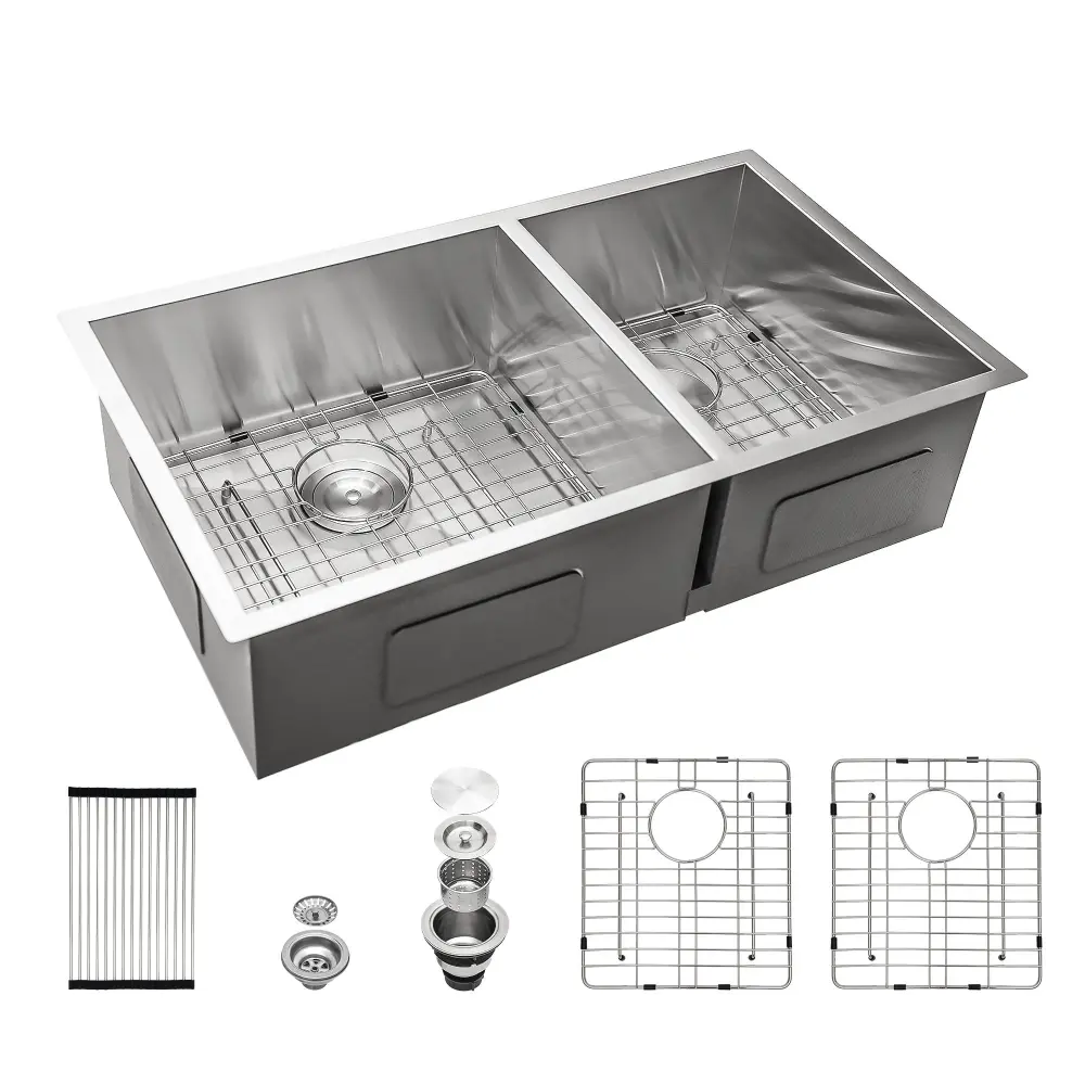Modern Double Bowl Undermount Sink Design 10" Deep Basins