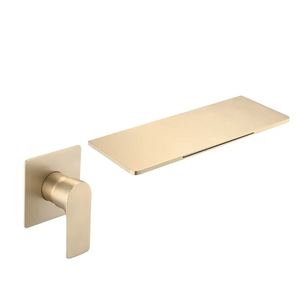 Modern Stainless Steel Waterfall Bathroom Sink Faucet Single Handle Wall Install