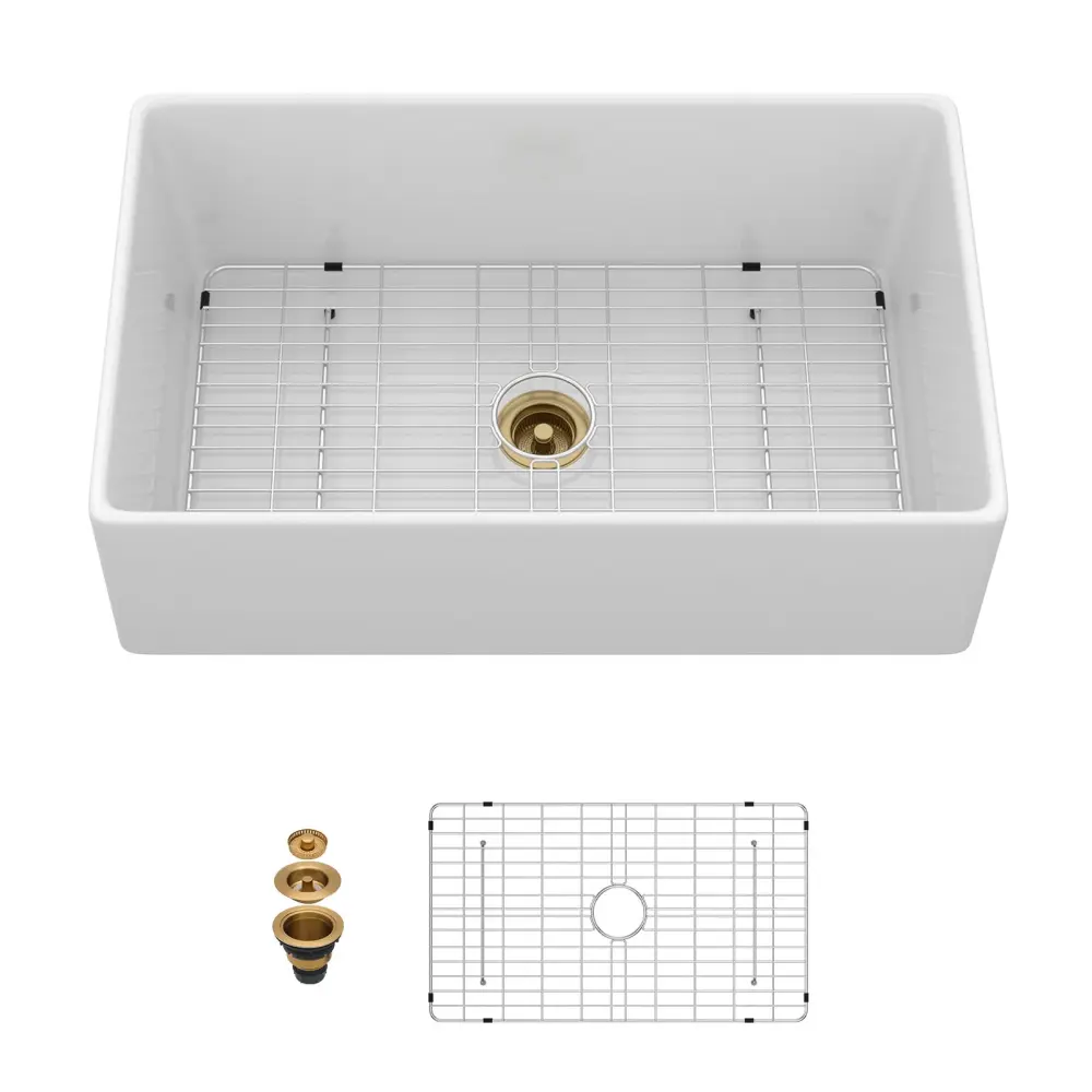 Single Bowl Apron Front Kitchen Sink - White