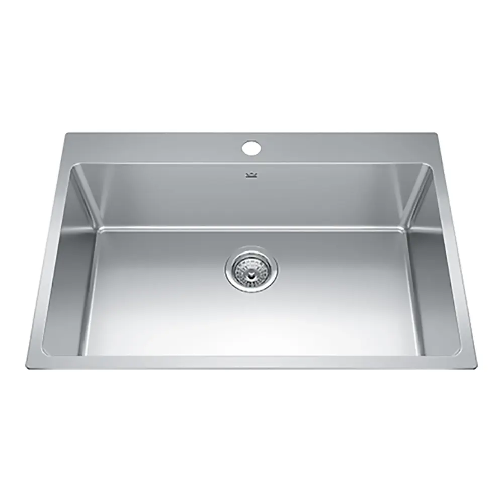 Stainless Metal Single Bowl Sink 1 Pre-Drilled Hole, 30-7/8'' x 20-7/8'' x 9''