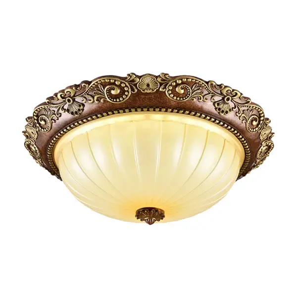 Bowl Ribbed Glass Ceiling Flush Traditional Foyer 14"/16"/19.5" Wide LED Flush Mount Light Fixture Cocoa