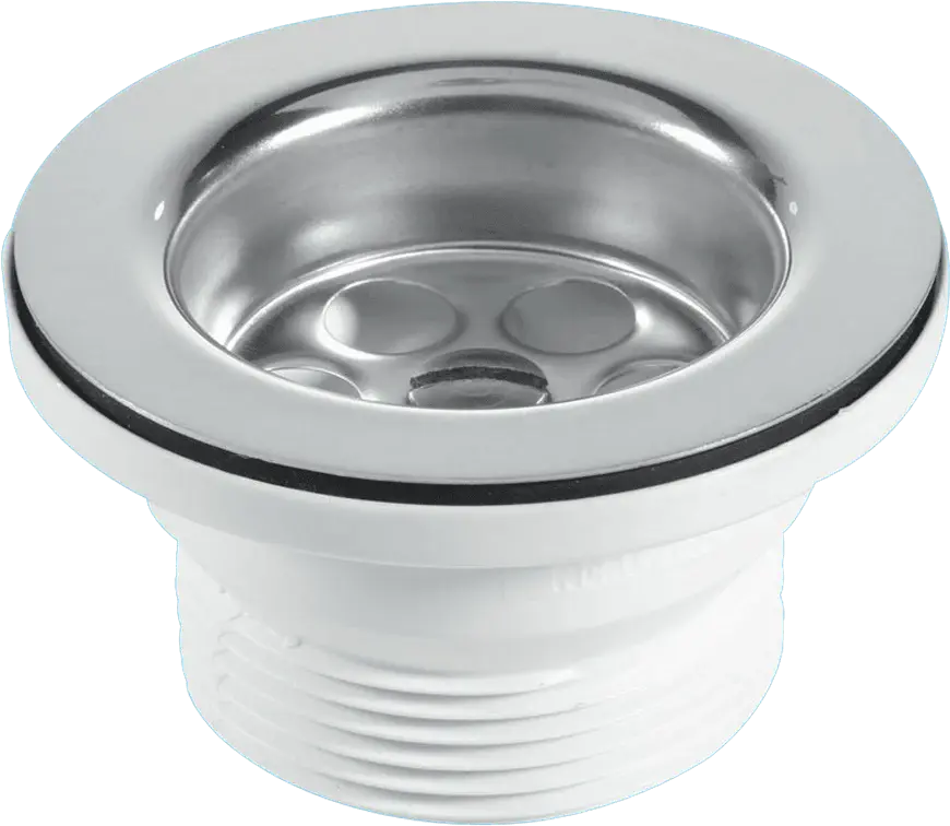 McAlpine BSW9P Centre Pin Bath Waste: 70mm Stainless Reinforced Flange: Black PVC Plug