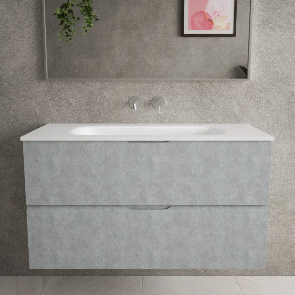 Tasca Two Drawer Vanity Unit Beyondstone Basin - Airy Concrete 1000mm