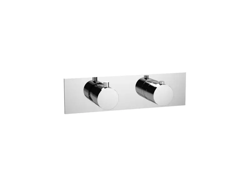 Tech Landscape 2 way Thermostatic Trimset and Versobox 2 Outlet - Shiny metal