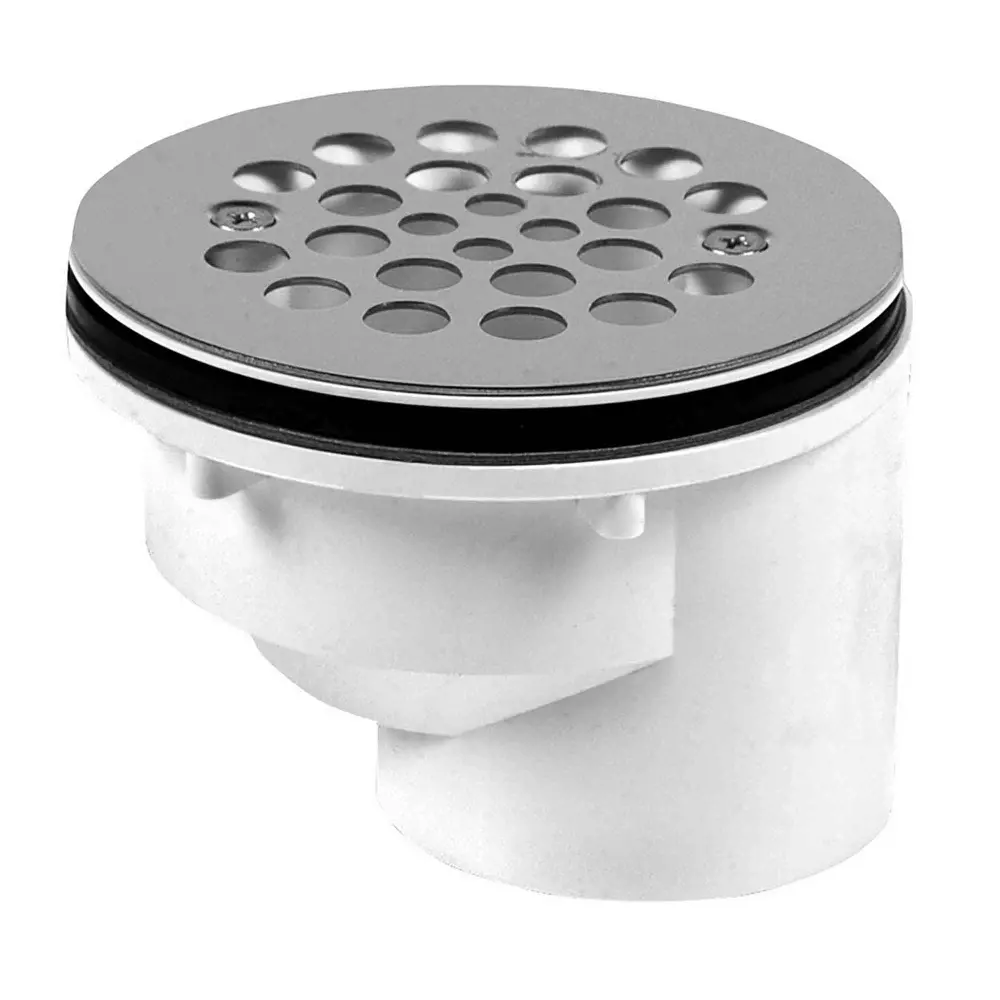 Offset PVC Shower Drain Stainless Hardened Strainer, 2"