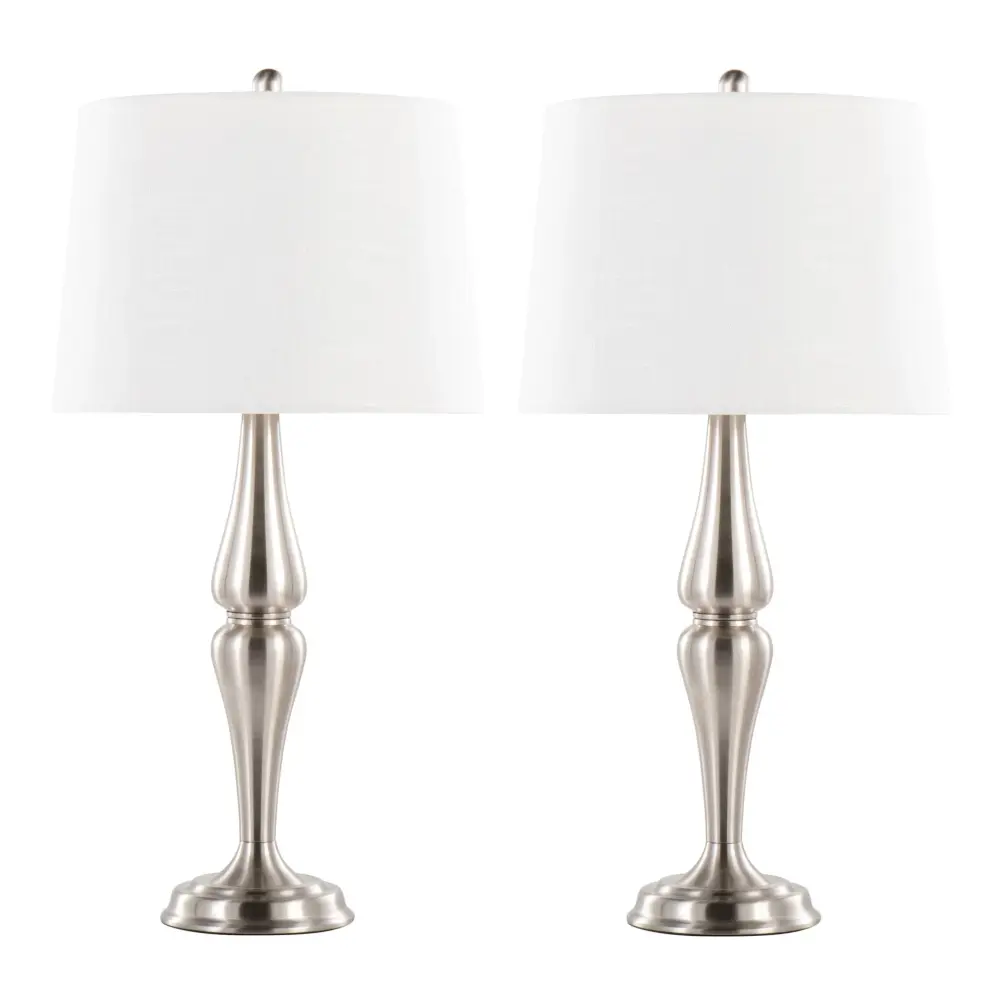 Sawyer - Contemporary Table Lamp (Set 2) - Nickel / Snow