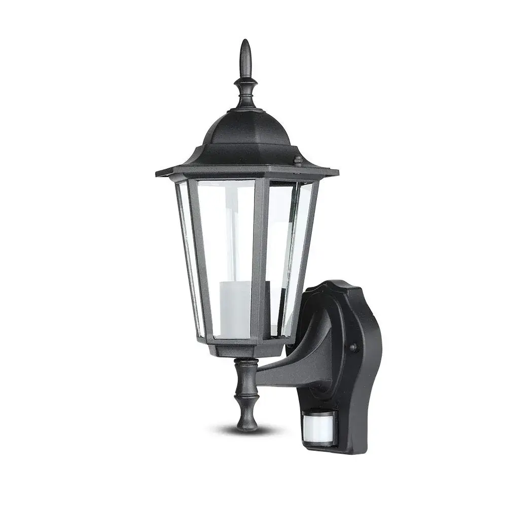 V-TAC Outdoor Rustic Vintage Style E27 Upward Wall Lantern Motion Sensor Satin Black IP44 Garden, facades, Porch, hallways...