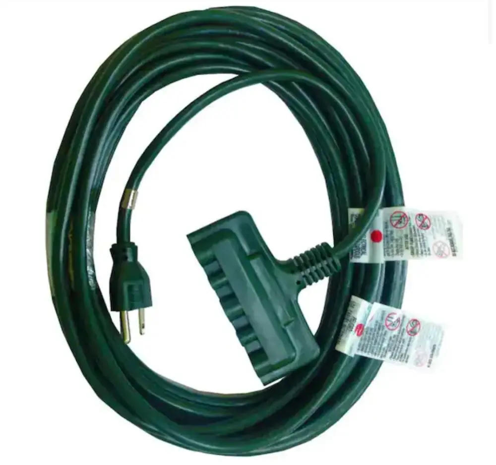 String Patio HDX 25 ft. 16/3 Fan-Tap Landscape Extension Cord, Emerald