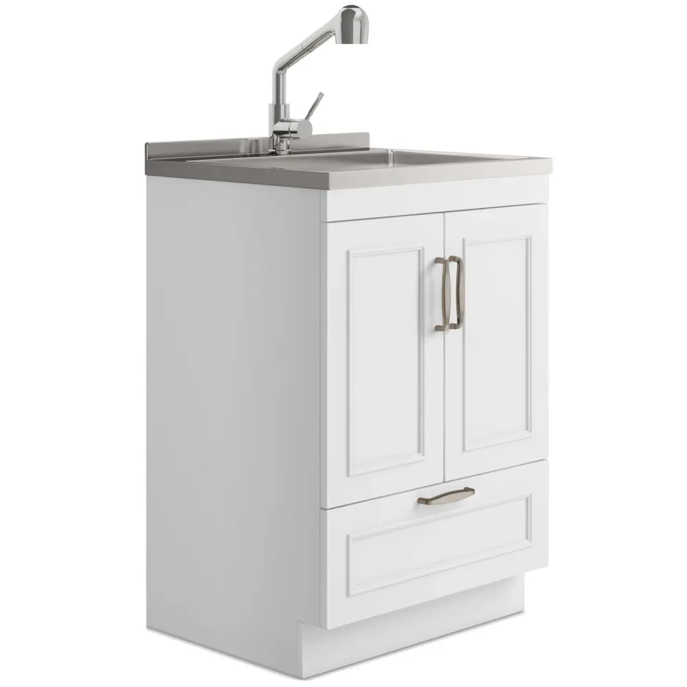 Cardinal - Laundry Cabinet Faucet And Sink - Chalk - Wood