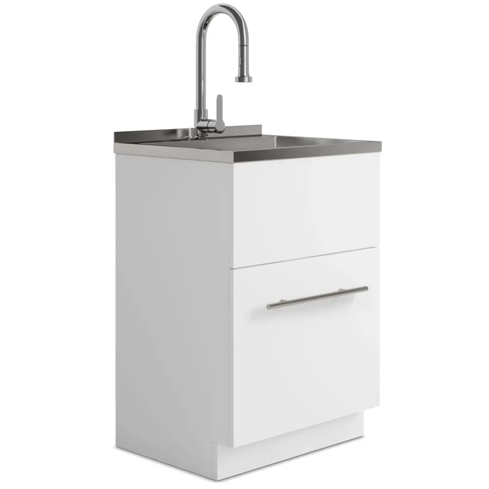 Metro - Laundry Cabinet & Faucet And Stainless Metal Sink