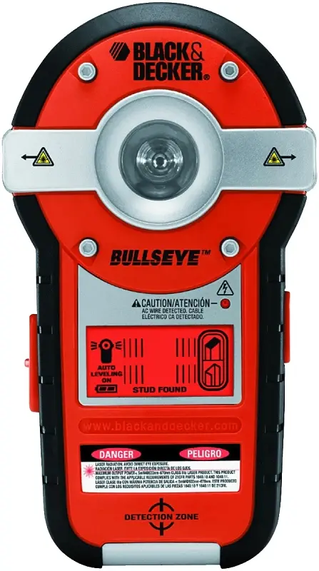 Black+Decker Bull's Eye Series BDL190S Auto Leveling Laser Stud Sensor, 100 ft, 1-1/8 Accuracy, 2-Beam Battery Powered