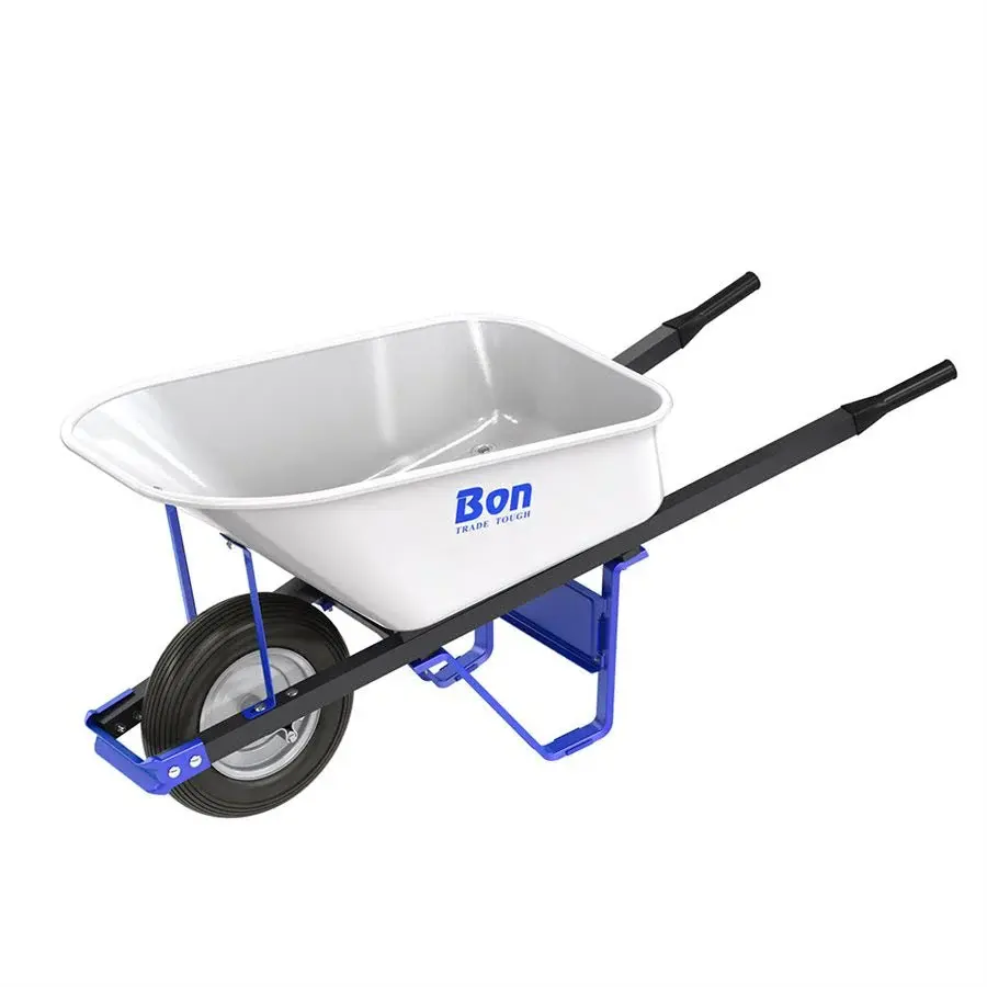 TRADE TOUGH? STEEL TRAY WHEEL BARROW - 6 CU FT - SINGLE RIBBED TIRE - REINFORCED HANDLE