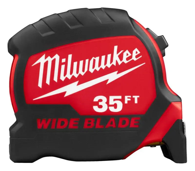 Milwaukee 48-22-1235 Tape Measure, 35 ft L Blade, 1-3/8 W Blade, Chromed Blade, ABS Case, Black/Red Case