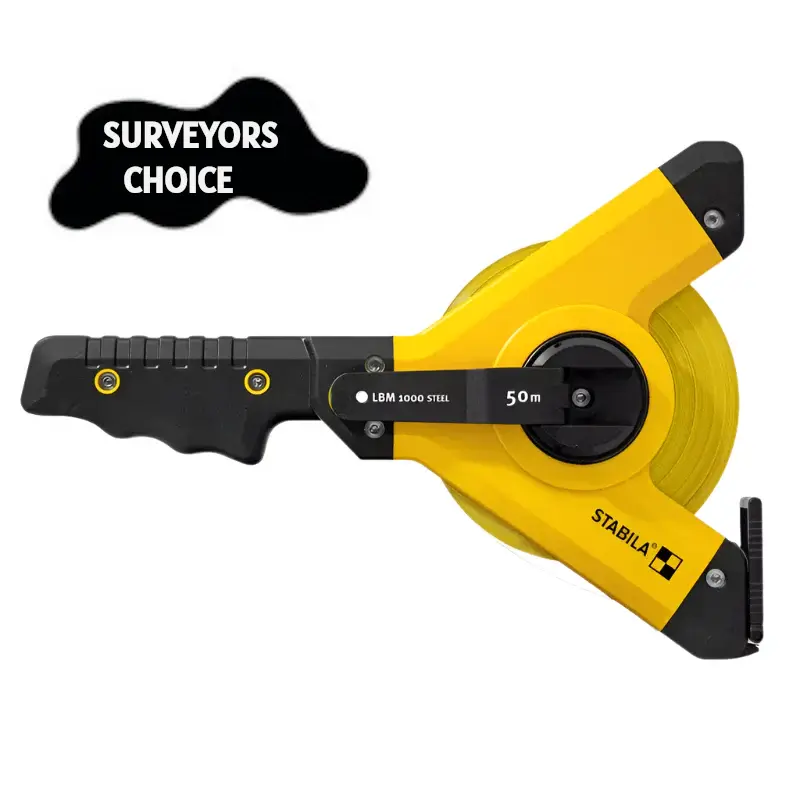 Stabila LBM 1000 HARDENED 50MT Open Reel Surveyors Tape, metric scale Machinists