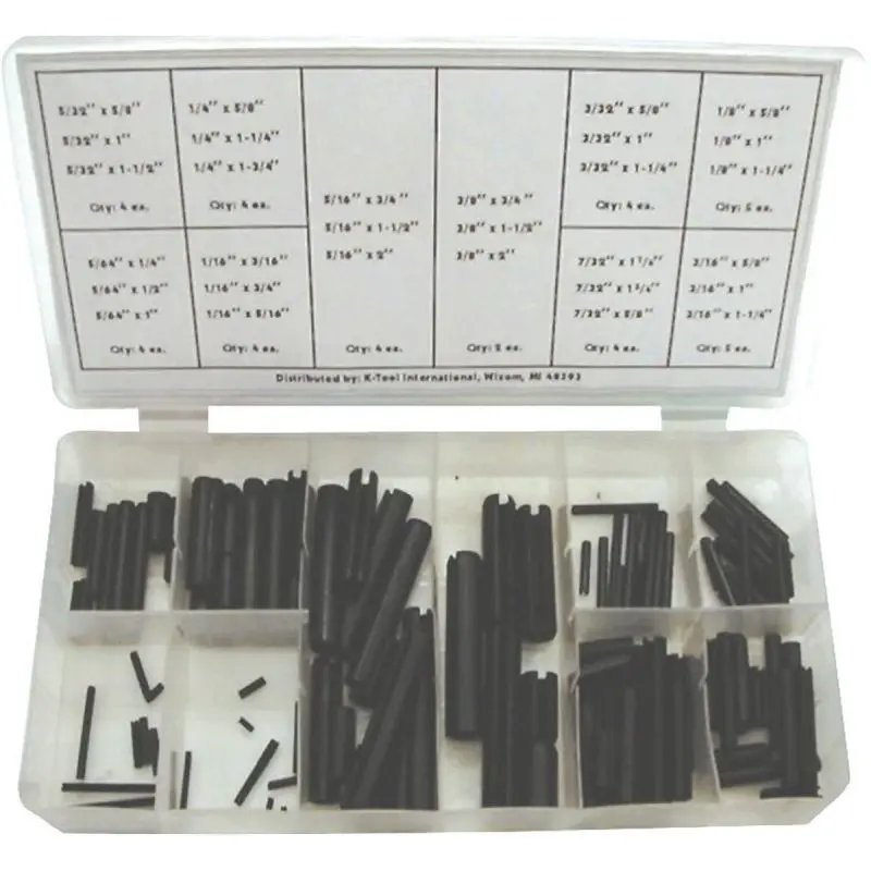 K Tool International 120 pieces Coil Dowel Pin Assortment, KTI00093