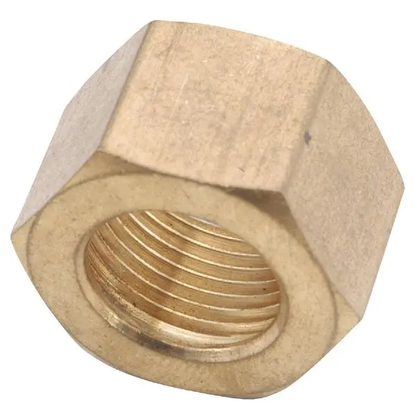 Anderson Metals 1/2 Inch Brass Alloy Compression Hex Nut, 10 x 2-Pack, 30061-08