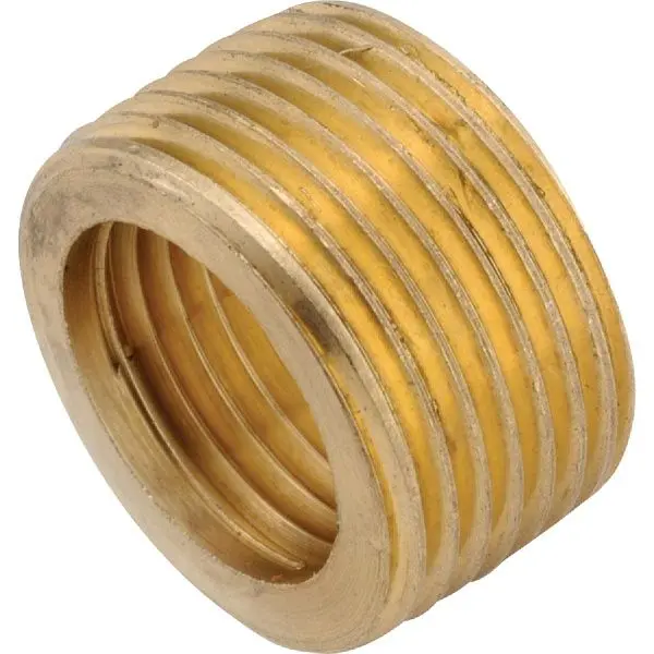 Anderson Metals 1/2 Inch FIP x 3/8 Inch MIP Scarlet Yellow Brass Face Bushing, 736140-0806