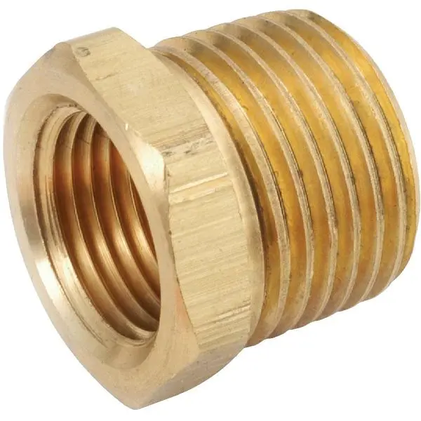 Anderson Metals 1/2 Inch MPT x 1/8 FPT Inch Yellow Brass Hex Reducing Bushing, 756110-0802